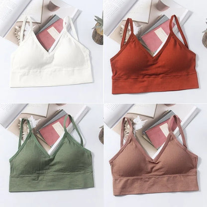 Kit 4 Women Seamless Bra Set, Sexy Beautiful Back Cotton Bra Comfortable Breathable Padded Bra Underwear.