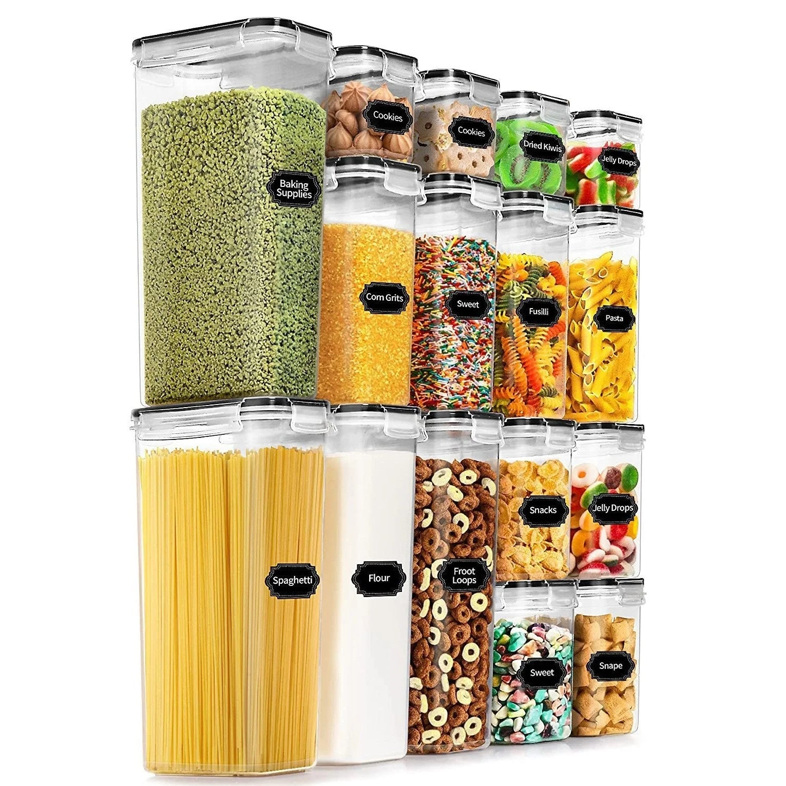 Airtight Food Storage Containers With Lids Thickened Transparent Square Jars For Kitchen Pantry Organization - Dry Food Cereal.