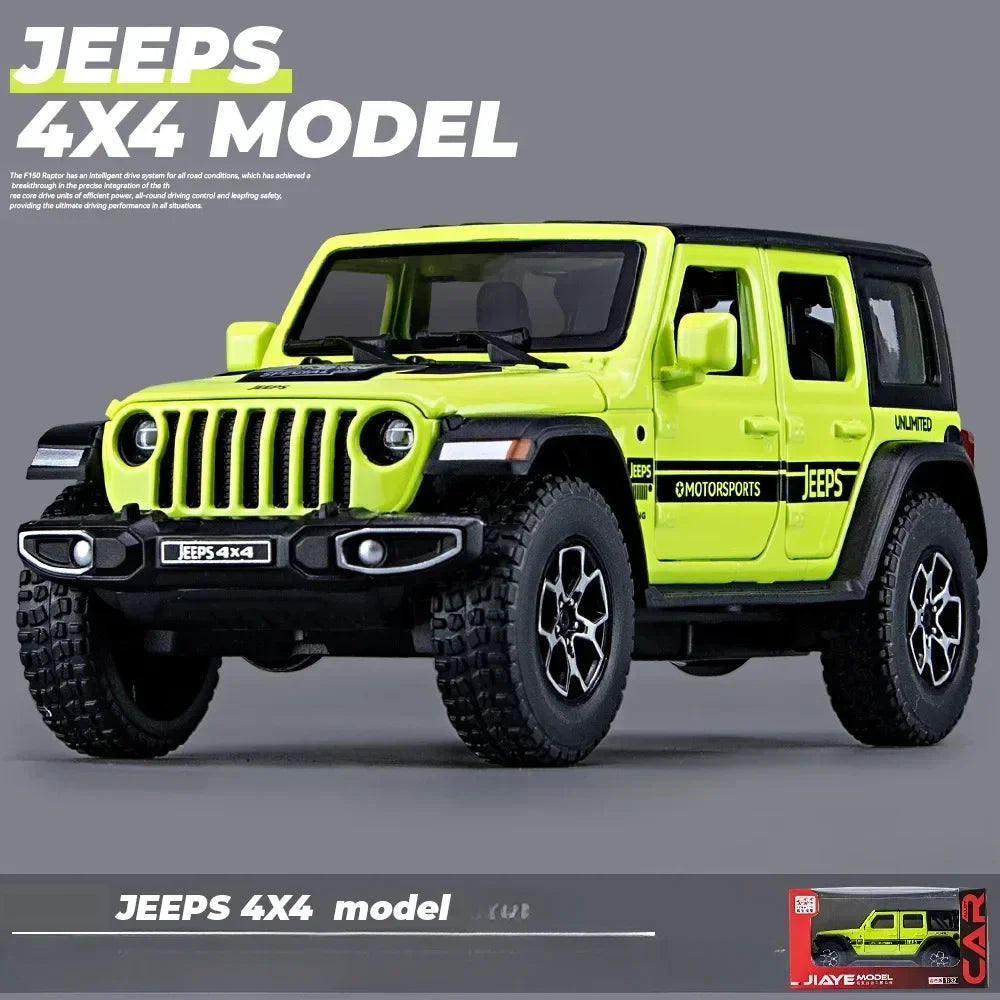 1:32 Jeep Wrangler Rubicon Off-road car Alloy Model Car Toy Diecasts Metal Casting Sound and Light Car Toys For Children Vehicle.