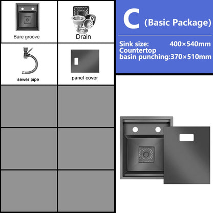 Small Hidden Sink Stainless Steel Kitchen Sink Mini Bar Single Slot Touring Car Wash Basin With Cover Plate Apartment