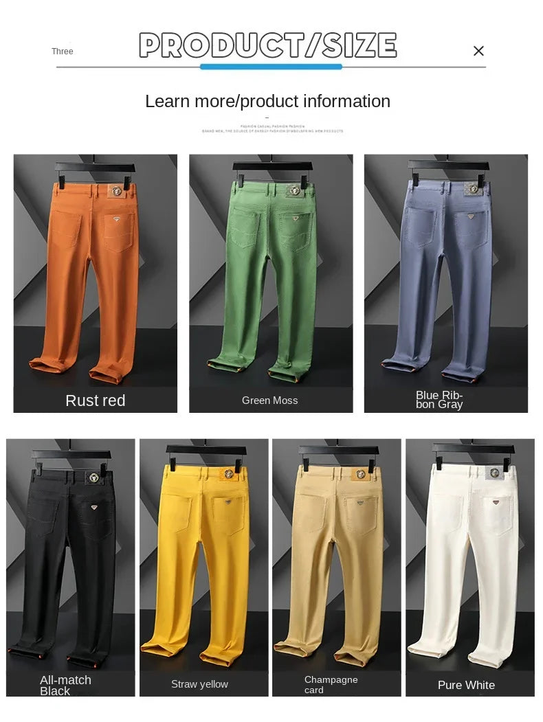 Seven-Color Stretch Jean Men's Trendy Wild Simple 97% Cotton High-End Slim-Fitting Small Straight Casual Men's Clothing Trousers.