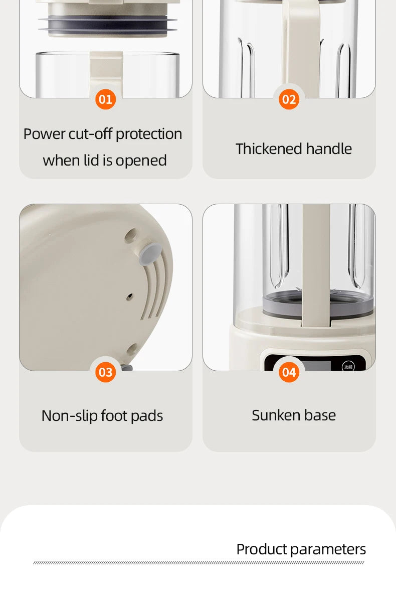 1.5L Soybean Milk Machine Wall Breaking Machine with Soundproof Cover Multifunctional Fruit Vegetable Juicer Automatic Blender