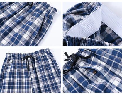 3Pcs Men's 100% Cotton Plaid Pajama Sleeping Pants, Long Plaid Print Sleepwear Pajama Pants with Elastic Waist Homewear.