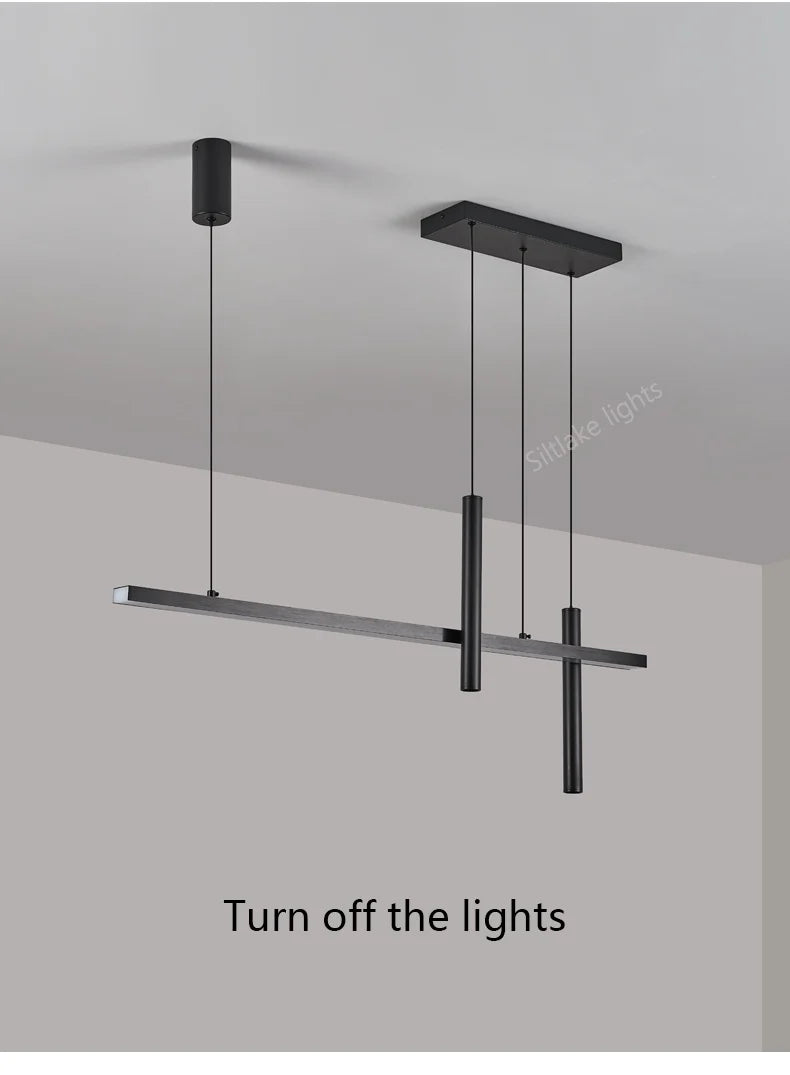 Neue Restaurant Kronleuchter moderne einfache Esszimmer Tisch Bar Lichter lange Streifen Scheinwerfer kreative Designer Pendelleuchten