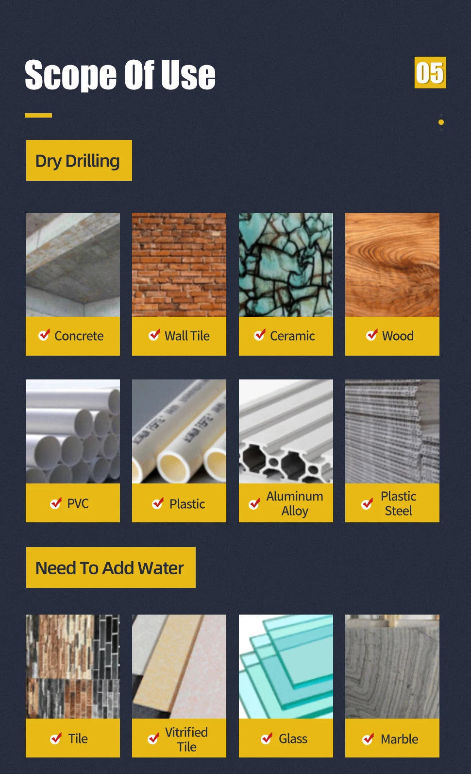 TOOLEYE Kreuz Hex Bohrer Set Für Beton Porzellan Fliesen Glas Metall Multifunktions Bohrer Bits Kit Power Werkzeuge Bohren Bohrer