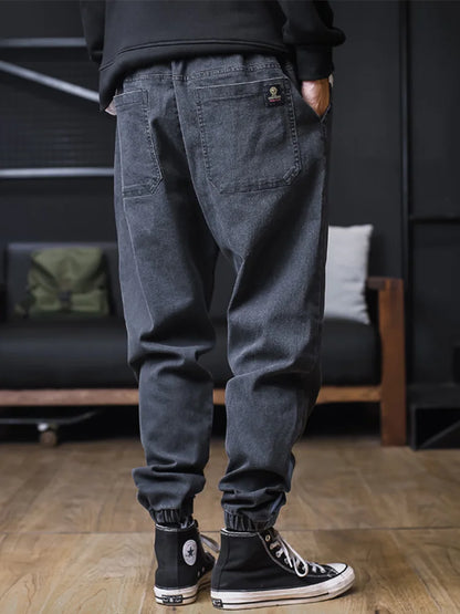 Plus Size Jeans Men Loose Joggers Streetwear Harem Jeans Cargo Pants Ankle-Length Denim Trousers.