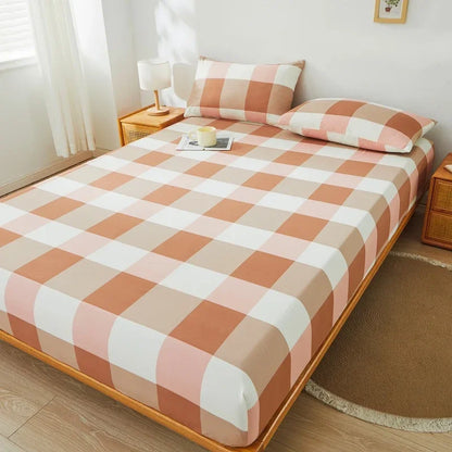 Brushed Mattress Cover Double/Queen Size Solid Color Fitted Sheet For Double Bed Anti-Mite 침대커버 200X220cm 매트리스커버 (No Pillowcase).