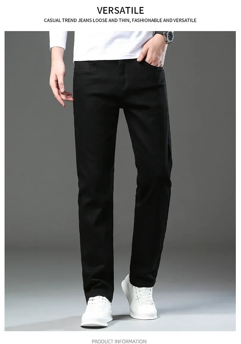 Slim Fit Casual Men's Jeans Youth Straight Leg Regular Business Elastic Long Trousers Autumn New Arrival from Mainland China