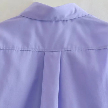 Women Fashion Loose Cropped Shirts Vintage Long Sleeve Front Button Female Blouses Blusas Chic Tops.