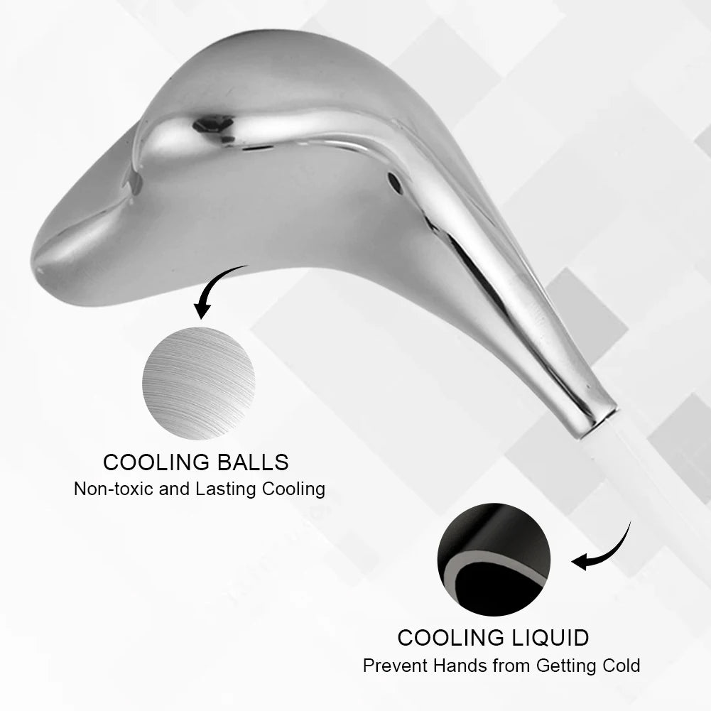 Facial Massage Cryo Spoon Facial Skin Care Ice Globes Stainless Steel Cooling Spa Globes Ice Globe Roller 2-in-1 for Face Eyes.