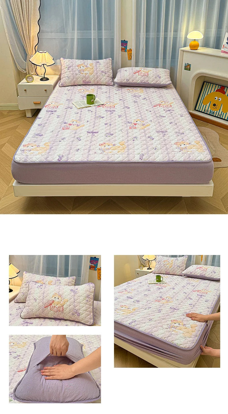 Non-slip Bed Cover Queen/King Size Bedspread Thicken Bed Linen Home Mattress Protector cubre colchón (Pillowcase Need Order).