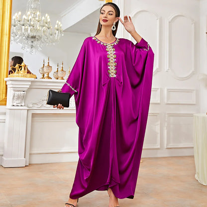 Uni Tassel Gradient Dubai Muslim Abaya For Woman O-Neck Elegant Casual Loose Moroccan Saudi Kebaya Fashion Party Dress 2024.