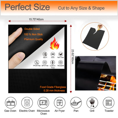 Oven Bottom Liners Non Stick Barbecue Grill Mats Reusable Kitchen Toaster Liner Air Fryer Cooking Heat Resistant Baking Paper.