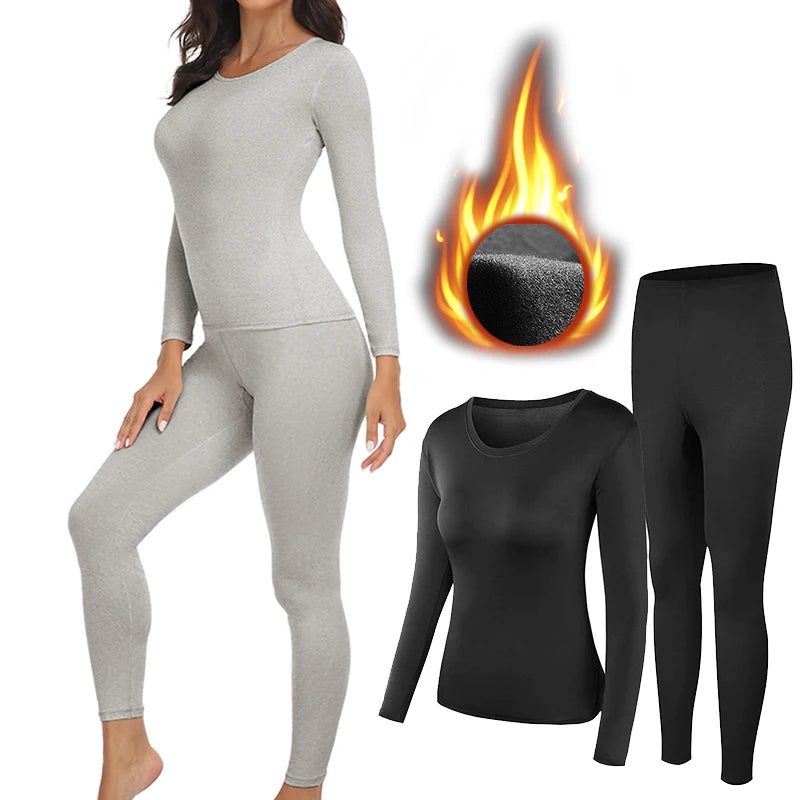 Women Thermal Underwear Set 2 pack Long Johns Ultra Soft Fleece Lined Base Layer Keep Warm Cold Weather Top Bottom﻿.