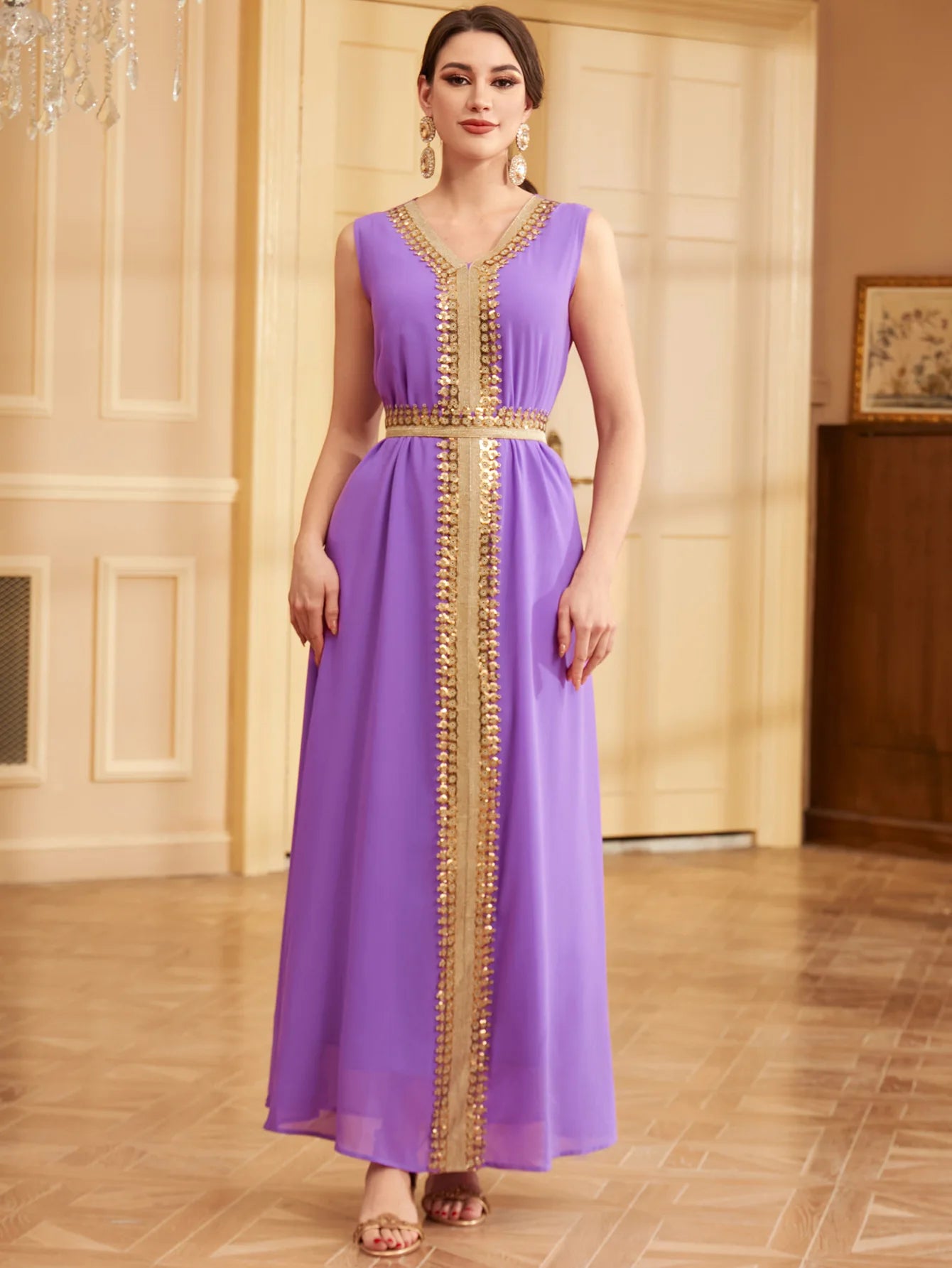 Ramadan Sequins Dubai Abayas Arab Tunics Batwing Sleeve Dresses For Women Gala Two pieces Moroccan Elegant Kebaya