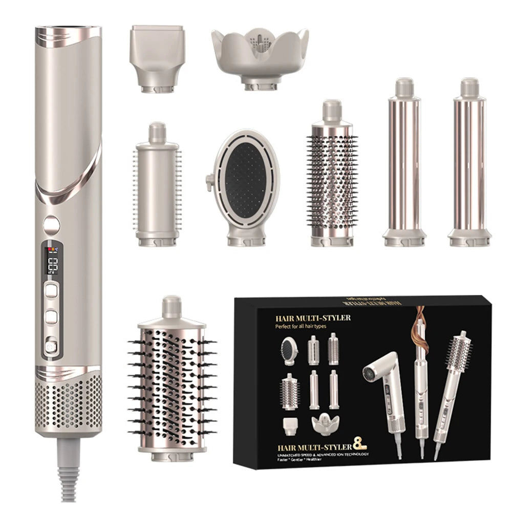 8 in 1 Professional Folding Hair Dryer Airwrap High Speed 110000rpm Blow Dryer Automatic Curling Iron Salon Hair Styling Tools.