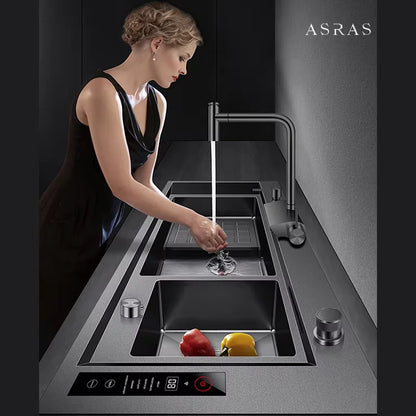 ASRAS Large Size Smart Purifying Kitchen Sink Handmade Step Sink Smart Purifying Kitchen Island Sinks 11550 NJH