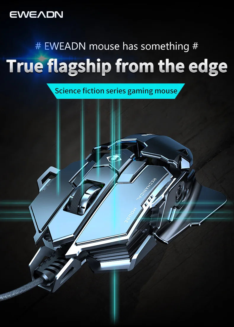 MK500 RGB Backlight Wired Mechanical Mouse 12800DPI Adjustable Macro Programming E-Sport Ergonomic Gaming Mouse For PC Laptop.