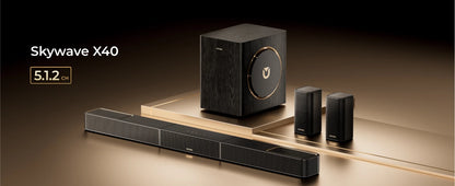 ULTIMEA Skywave X40 5.1.2ch Wireless Surround Sound System for TV with Dolby Atmos, Home Cinema Soundbar with Wireless Subwoofer.
