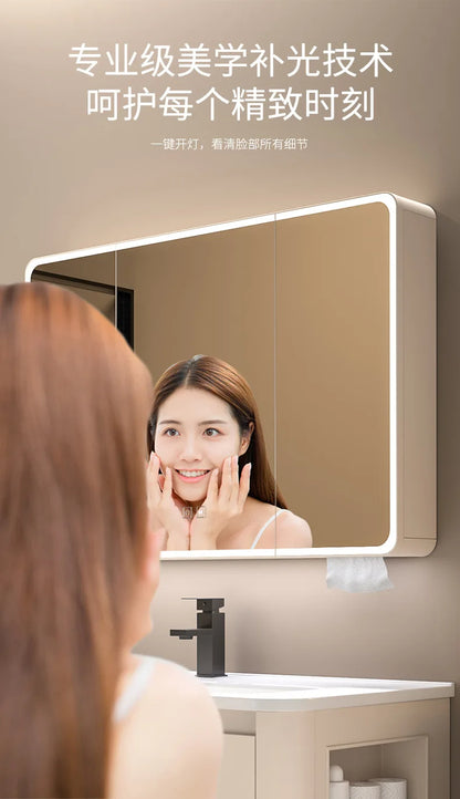 Space Badezimmerschrank aus Aluminium mit Wabenbogen und Seitenschrank, Waschbecken-Kombination, WC-Waschbecken, integrierte Keramik