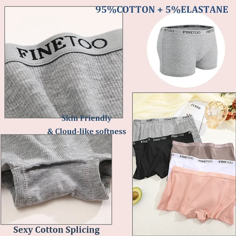 4Pcs Women Cotton Boxers Underwear Seamless Ice Silk Shorts Solid Color Ladies Soft Boyshorts Plus Size Cotton Boxers M/L/XL.