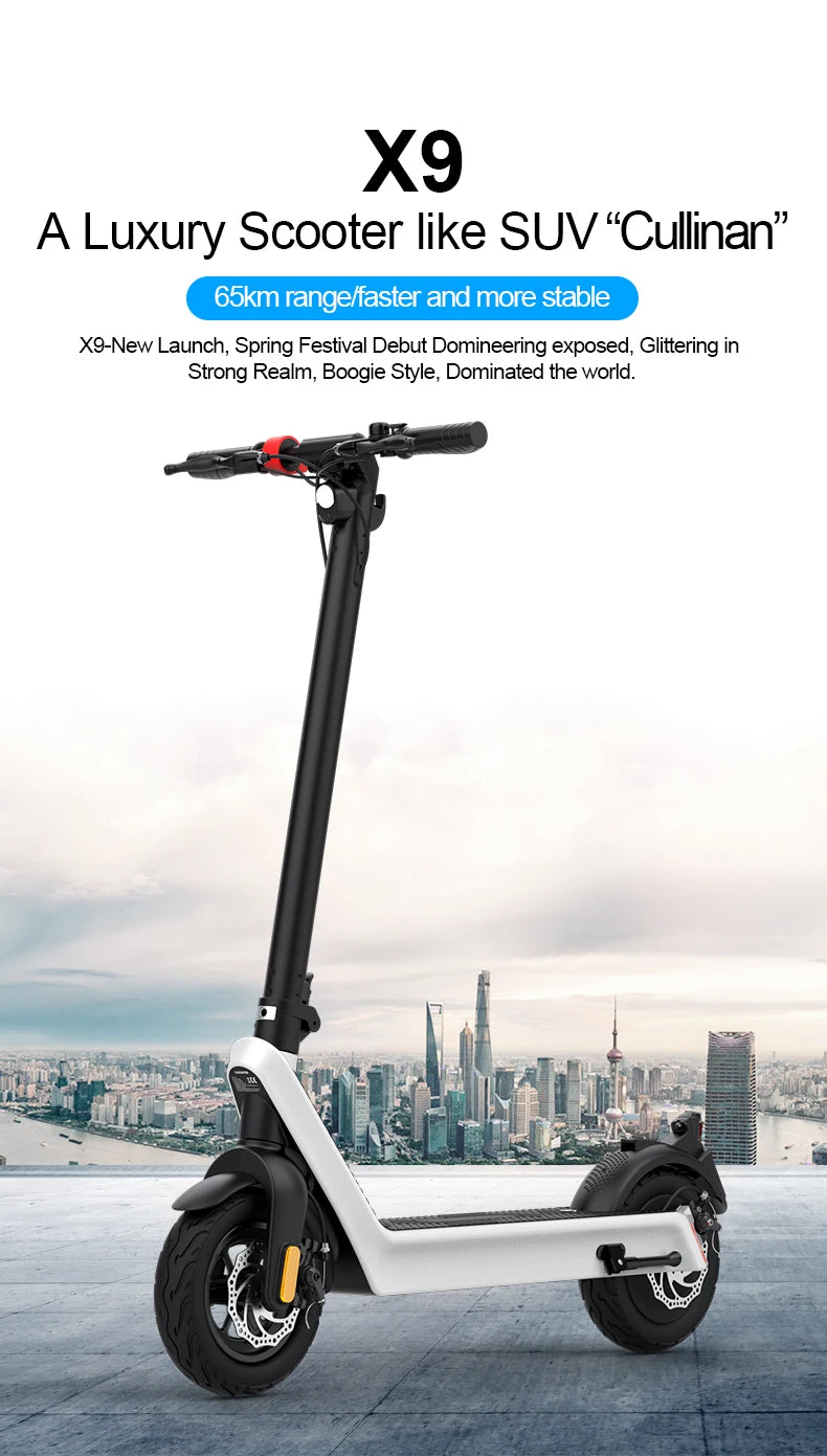 HX X9 plus Folding Electric Scooter 500W 36V15.6Ah 10-inch Tire Lightweight E-Scooter Adult Urban Commuting EScooter.