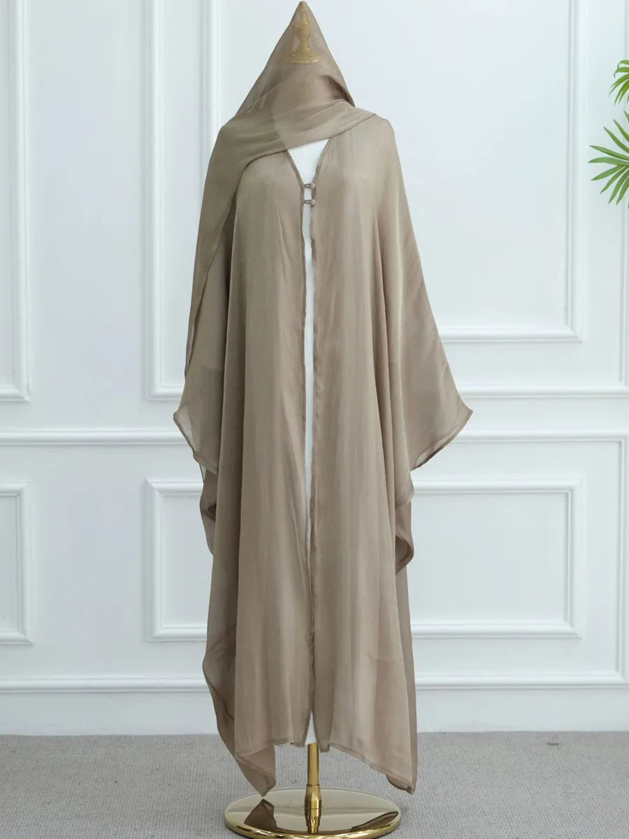 Women Eid Türkiye Dubai Solid Pleated Luxury Muslim Fashion Kimono Cardigan Long Dress Kaftan Robe Femme Islam Clothing Kebaya.