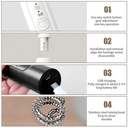 2-in-1 multi-function USB Rechargeable Electric Egg Beater Baking Mixer Milk Frother Kitchen Gadgets Coffee Stirrer Tools Dining.