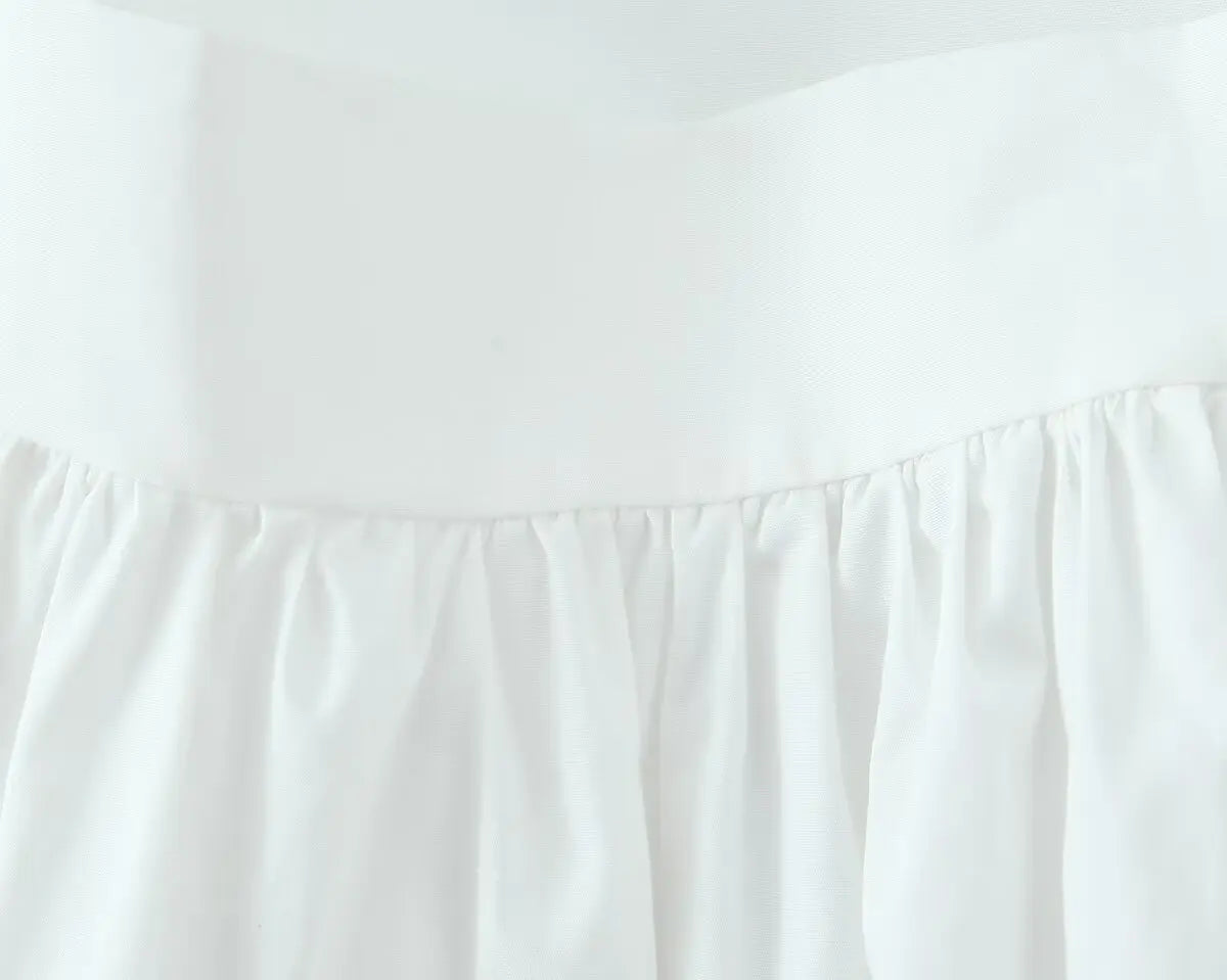 YENKYE 2025 Women Yellow White Cotton Big Swing Long Skirt Vintage High Waist Side Zipper A-line Summer Skirts Holiday.