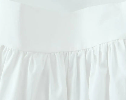 YENKYE 2025 Women Yellow White Cotton Big Swing Long Skirt Vintage High Waist Side Zipper A-line Summer Skirts Holiday.