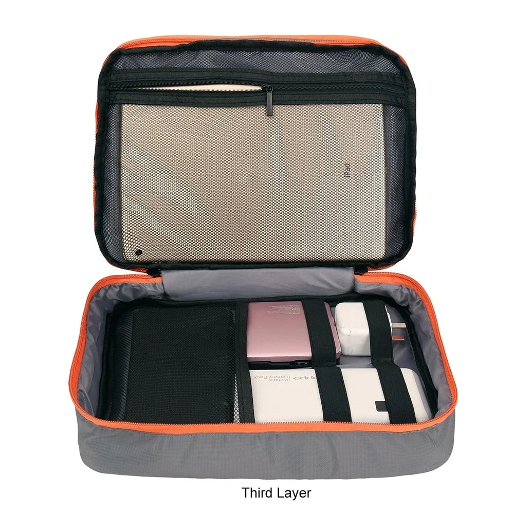 Multi Layer Cable Storage Bag, Electronic Accessories Organizer, Portable Travel Cable Organizer Case for iPad cable Charger.