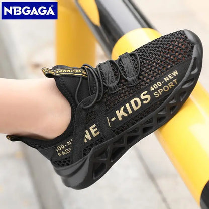 Single Net Children's Running Sneakers Breathable Lightweight Soft Non-slip Leisure Comfortable Walking Boys Girls Casual Shoes.