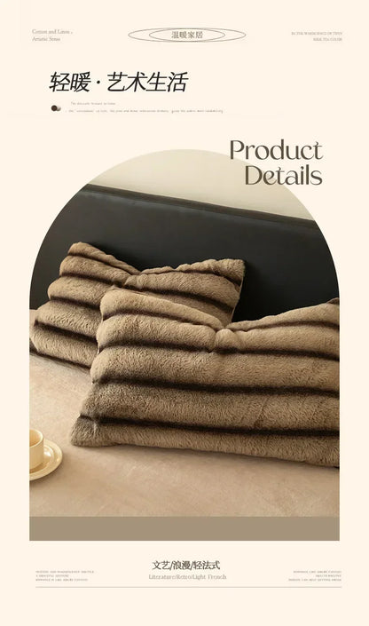 Winter Thick Warm Luxury Bedding Set Include Quilt Cover Sheet Pillowcase Solid Color Coral Velvet Soft Queen Duvet Cover Set