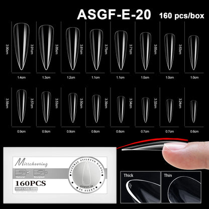 16 Sizes Curved Arch Full Cover False Nail Tips Soft Gel Press on French Almond Capsules Coffin Artificial Fake Nails Extension.