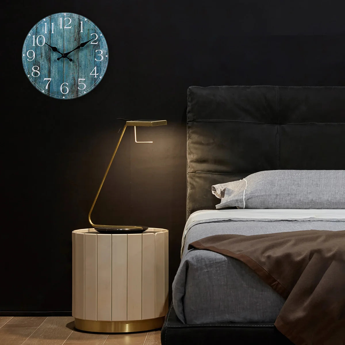 Wanduhr-Set, hölzerne Hängeuhr, 25,4 cm, geräuschlos, nicht tickend, Dekor, Retro, rund, batteriebetrieben, Hängeuhr für Zuhause