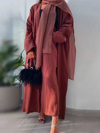 Modest Kimono Abaya Dubai Muslim Sets Islam Kaftan Dresses Kebaya Robe Femme Musulmane Abayas For Women Caftan Marocain Djellaba.
