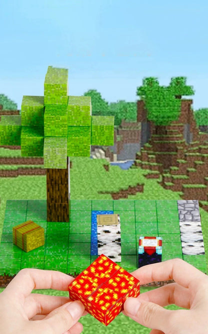 Magnetic Building Blocks Mine World Cube Magnet World Set for Kid Age DIY Model Children Stem Best Montessori Sensory Toy.