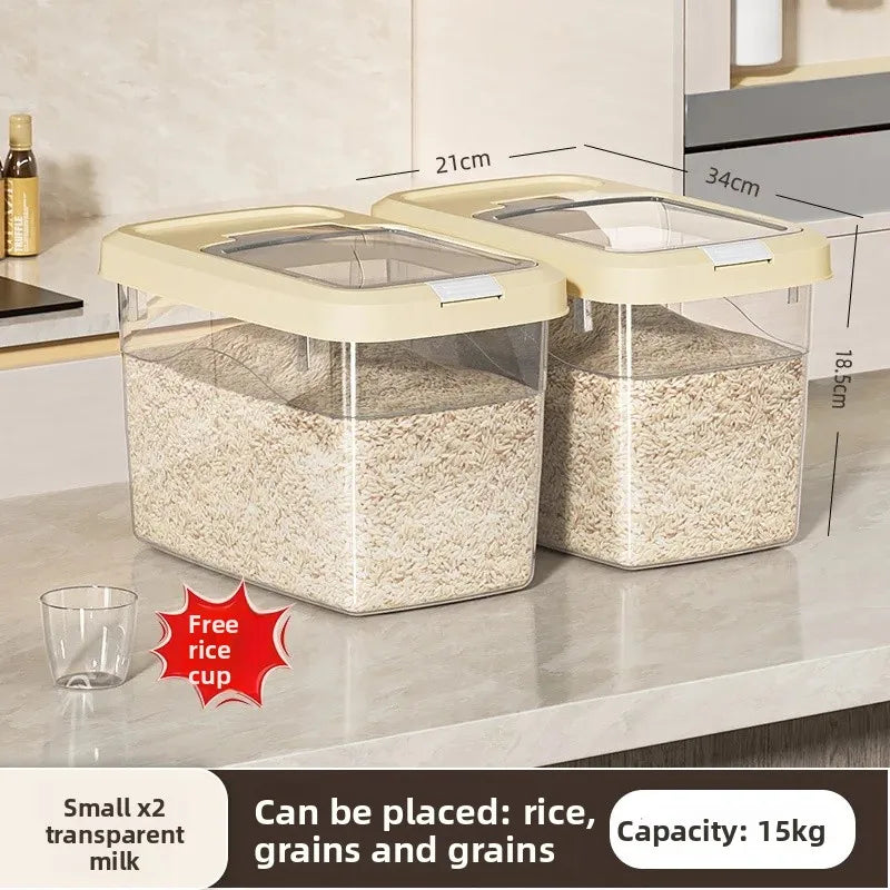 Food Grade Press to Open Seal Moisture Proof Insect Resistant Large Capacity Grain Storage Box Home Use Rice Tub for Grains