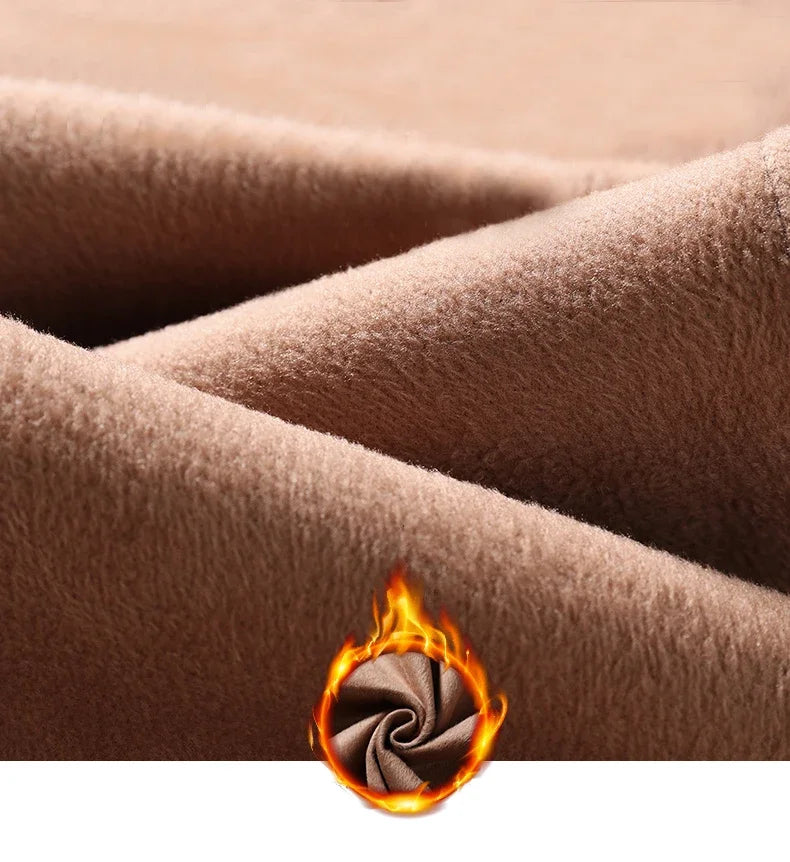 Winter Plush Trousers Men Business Fleece Pants Fashion Warm Drawstring Velvet Thick Casual Stretch Male Clothes 28-29.