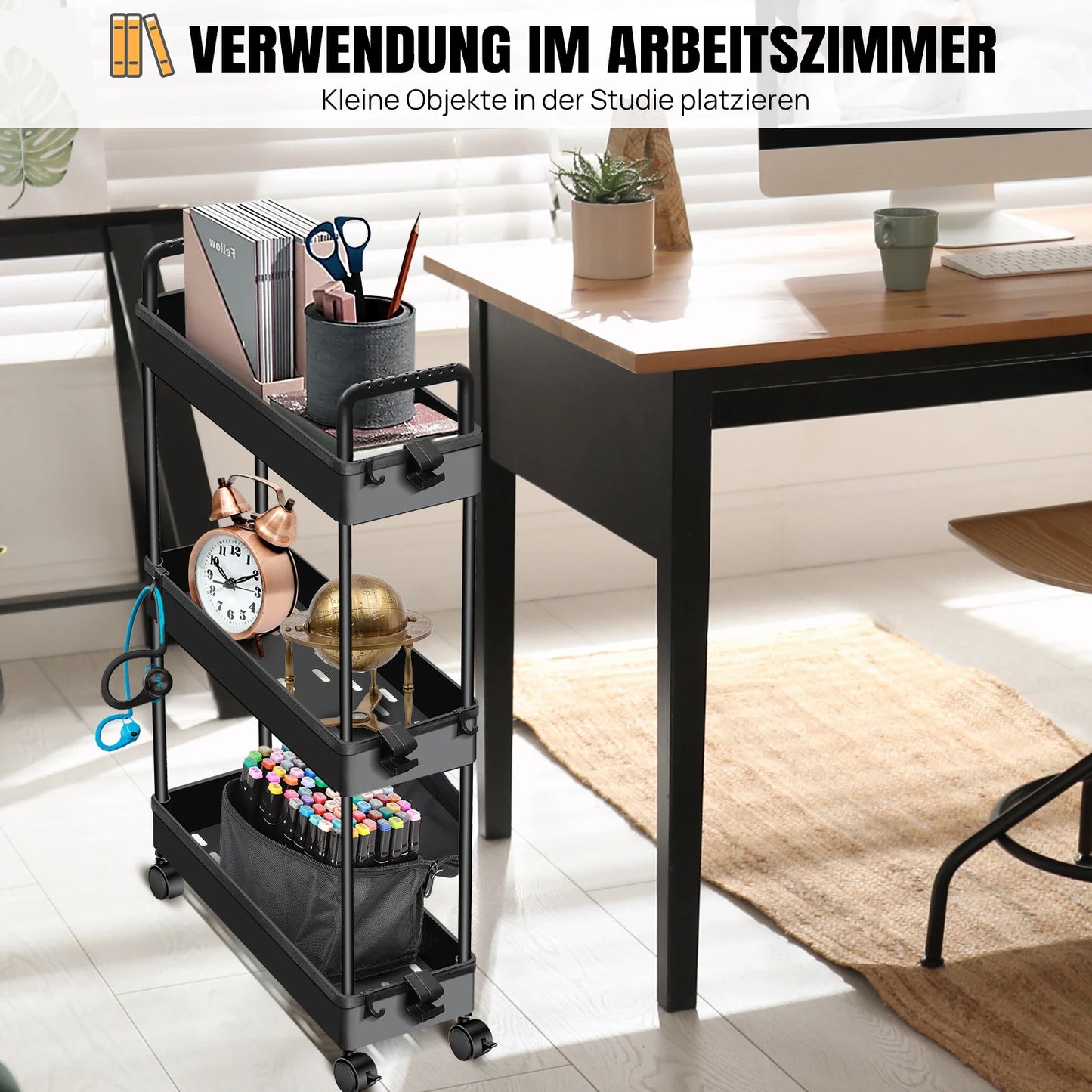 Pipishell Slim Aufbewahrungswagen mit Rädern, Badezimmerwagen-Organizer, Badezimmer-Aufbewahrung, klein, Rollwagen für Badezimmer, Waschküche