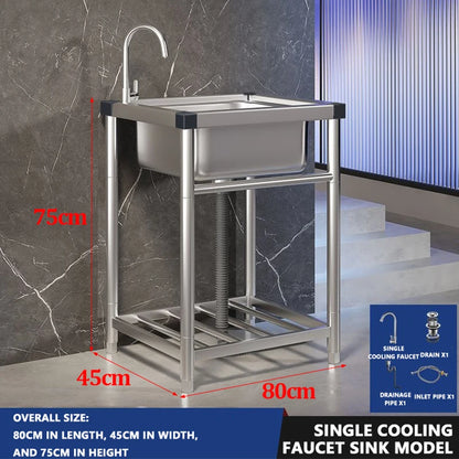 Wash Basin 304 Stainless Steel Sink with Bracket Single/double Sink Wash Basin For Kitchen, Garage, Laundry and Basement