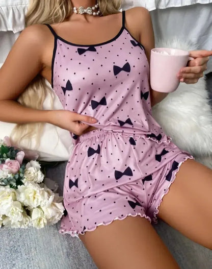 1 Satz Sommer-Damen-Pyjamas, zweiteilig, sexy, lässig, Leibchen, Unterhemd, Shorts, Homewear-Anzug