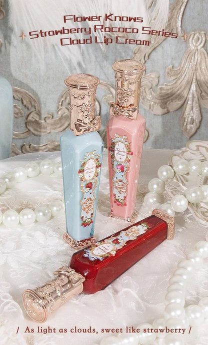 Flower Knows Strawberry Rococo Series Cloud Lip Cream Lip Gloss Long Lasting Velvet Lip Tint Lipstick for Women Cosmetic.