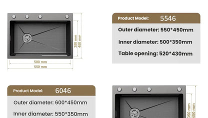 Stainless Steel Kitchen Sink Household Rice Grain Pattern Large Single Slot Wear Resistant Wash Dish Bowl Countertop Basin