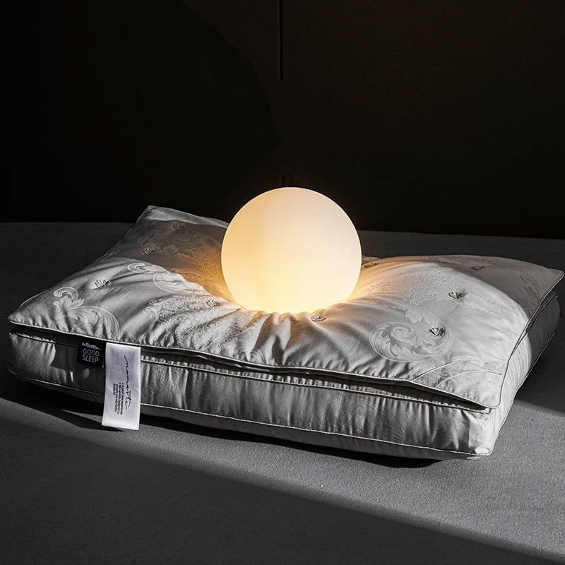 Pure Cotton Satin Jacquard Silk Pillows 48*74cm Mulberry silk Filling Anti Mite Soft Fluffy Hotel Sleeping Bedding Pillows