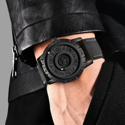 LIGE FOXBOX Unique Design Quartz Man Watch Simple Fashion Leather Belt Casual Sports Magnetic Srolling Beads Skull Men's Watches.