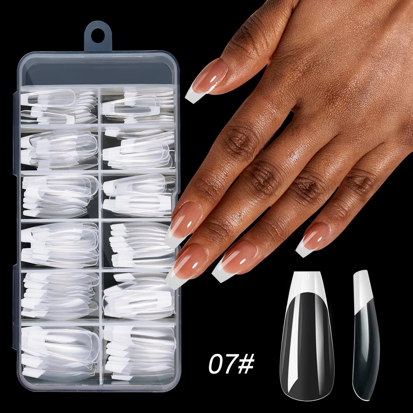 210pcs/box French False Nails White Pink Color Press On Almond Pointed Nail Wearable Removable Faux Fake Nails Extension Tools.