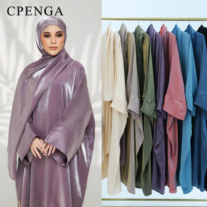 Two Piece Muslim Sets for Women Luxuru Dubai Hijab Abaya Dress Ramadan Saudi Arabia Modest Clothing Islamic Solid Church Outfits.