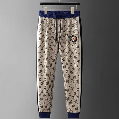 European Station Men's High-end Plaid Sports Casual Pants Set Ruffian Handsome Jacket Sweater Two-piece Set.