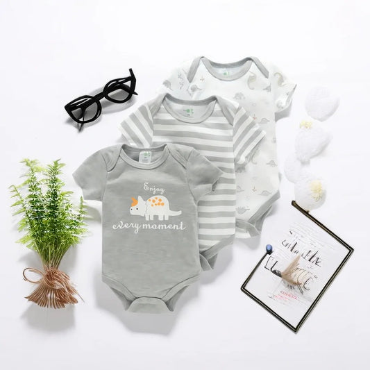 3PCS Infant Baby Nette Grafik einteilige Kleidung Für Jungen Und Mädchen, Neugeborenen Reine Baumwolle Sommer Strampler neugeborene kleidung
